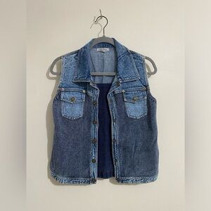 Button-Front Denim Sweater Vest